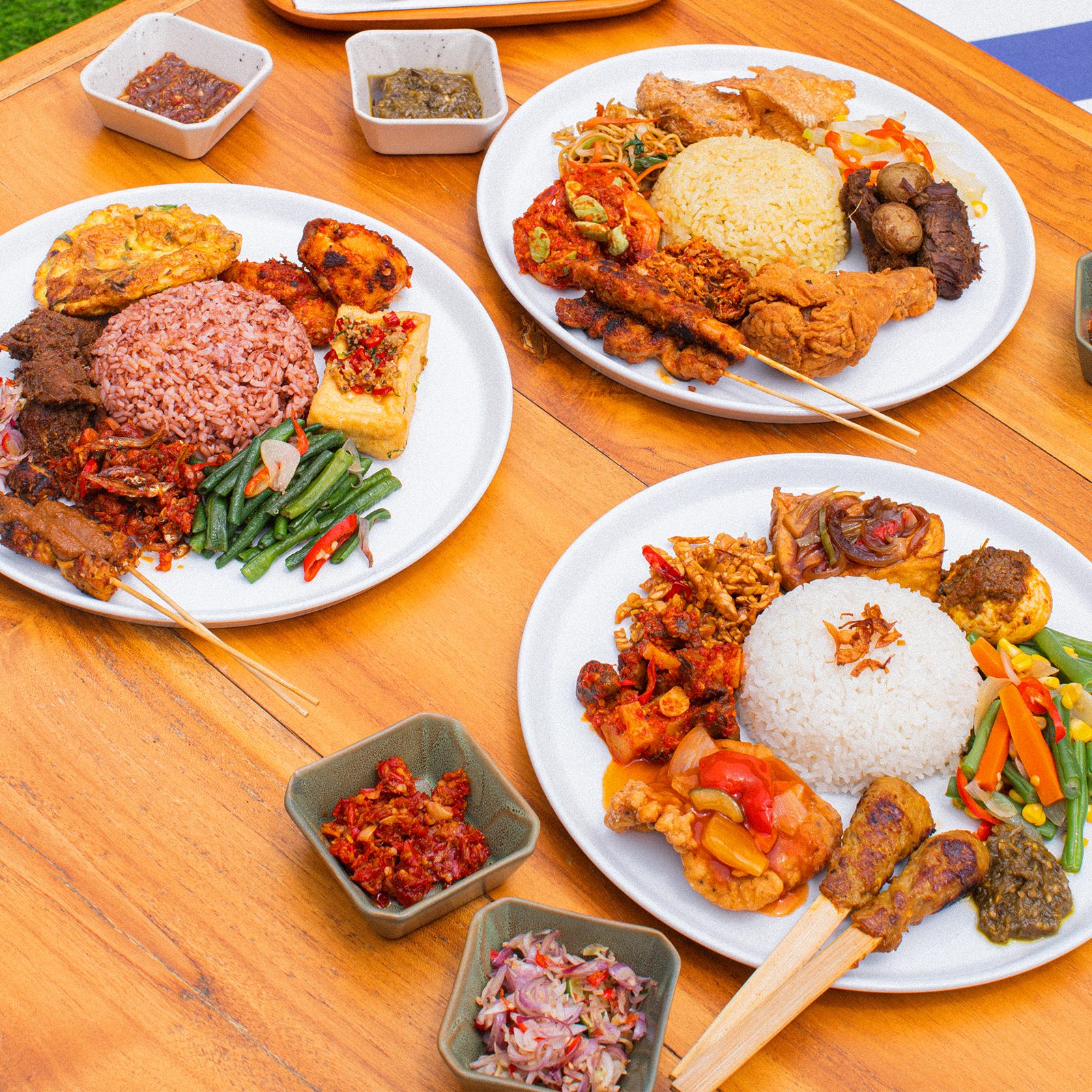 Indonesian plates at Mata Berawa's warung on Jalan Berawa, Canggu